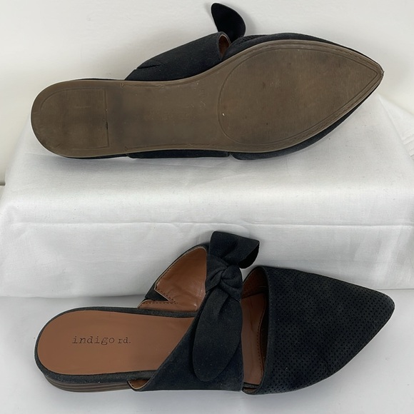 Indigo Black Mules with Bow Detail - Picture 6 of 7